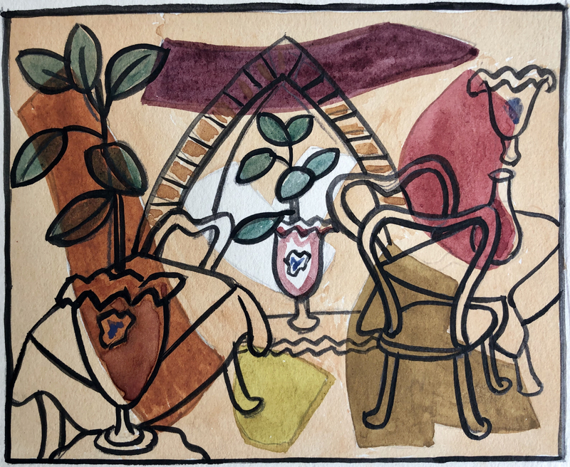 Doris Hatt (1890-1969)Interior with Counterpoint, 1960's