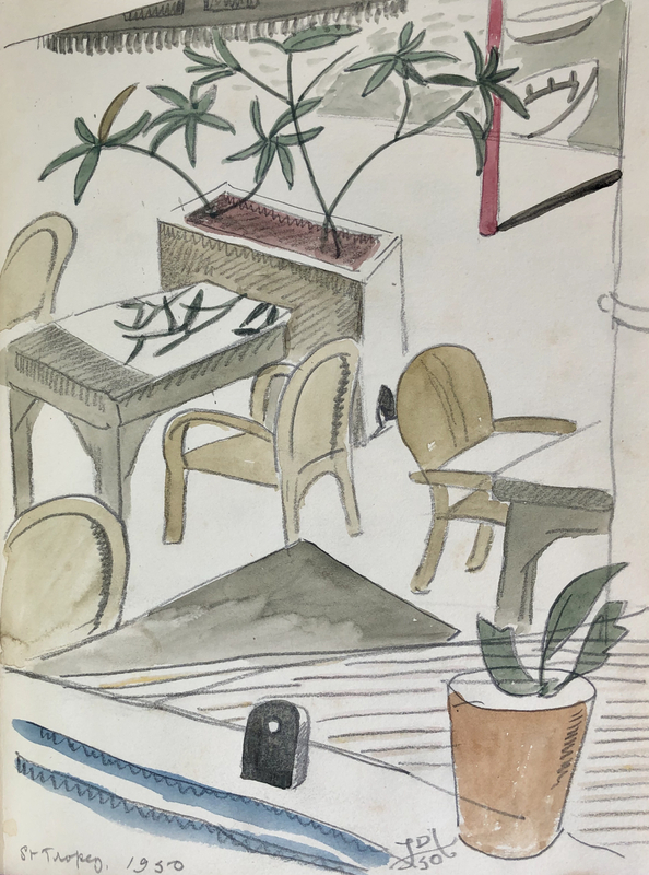 Doris Hatt (1890-1969)Café Courtyard, St. Tropez, 1950