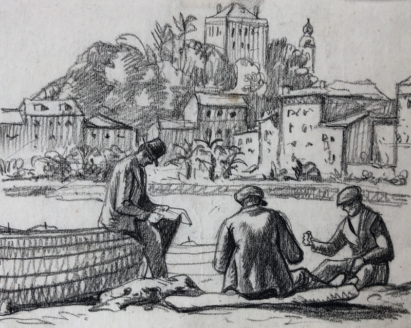 Ethelbert White, Mending Nets, Rapallo, c. 1924