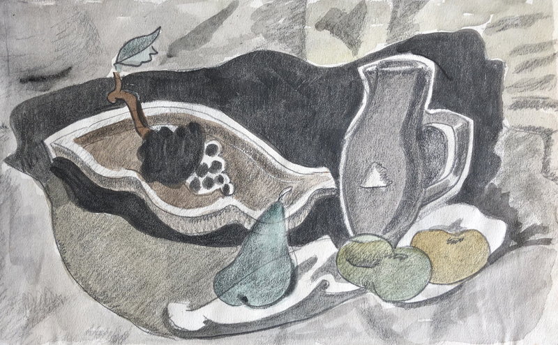 Doris Hatt (1890-1969)Still Life with Jug and Fruit, c. 1940s