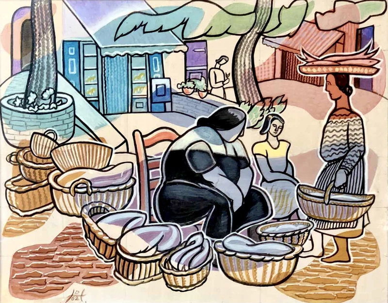 Doris Hatt (1890-1969)Fish Market, Cadaqués , 1962