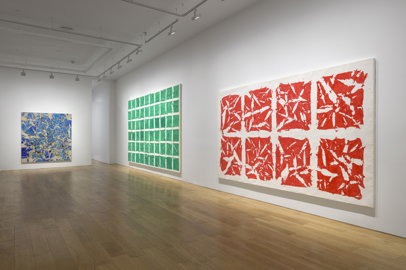 Installation view, Simon Hantaï: Unfolding, Timothy Taylor, New York, 2024. Photo: Lance Brewer.