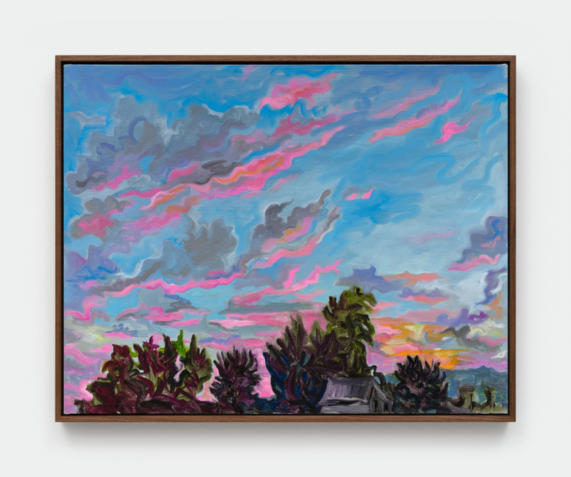 Mira Dancy, "October 21st Sky", 2025, oil and acrylic on canvas, 28 x 36 in (71.1 x 91.4 cm)