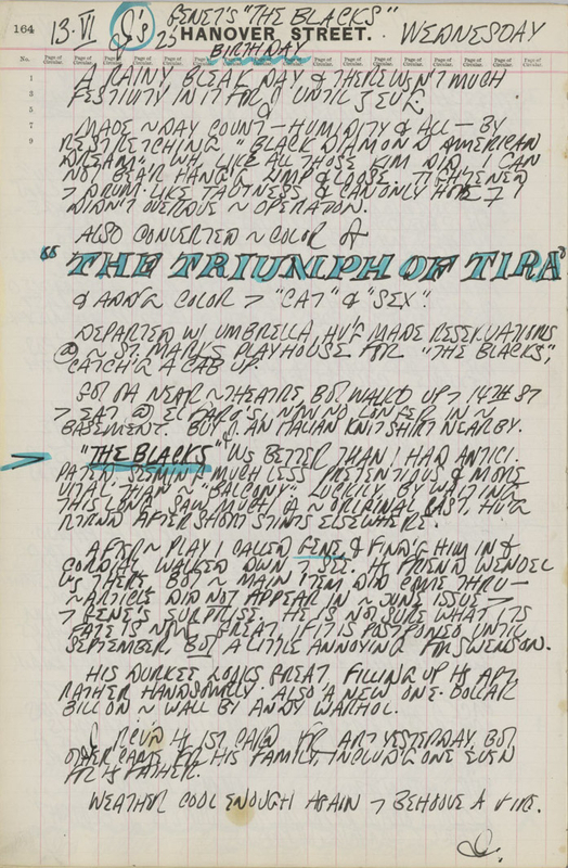 June 13, 1962 -  - Journals - Robert Indiana