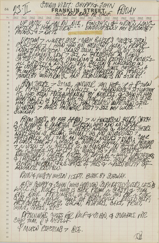 February 23, 1962 -  - Journals - Robert Indiana