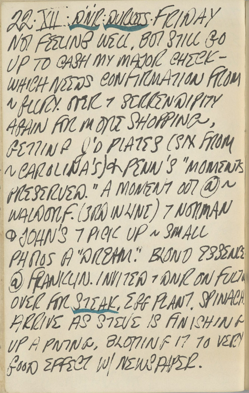 December 22, 1961 -  - Journals - Robert Indiana