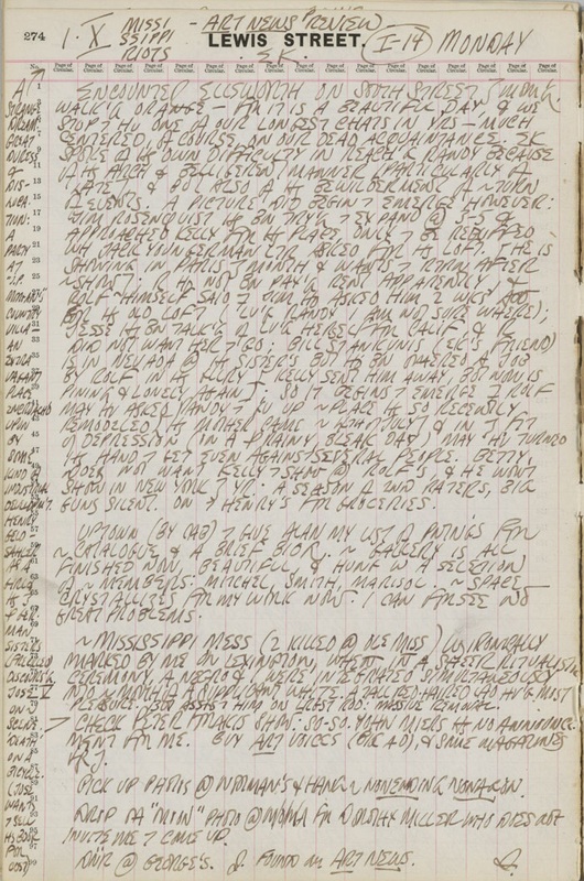 October 1, 1962 -  - Journals - Robert Indiana