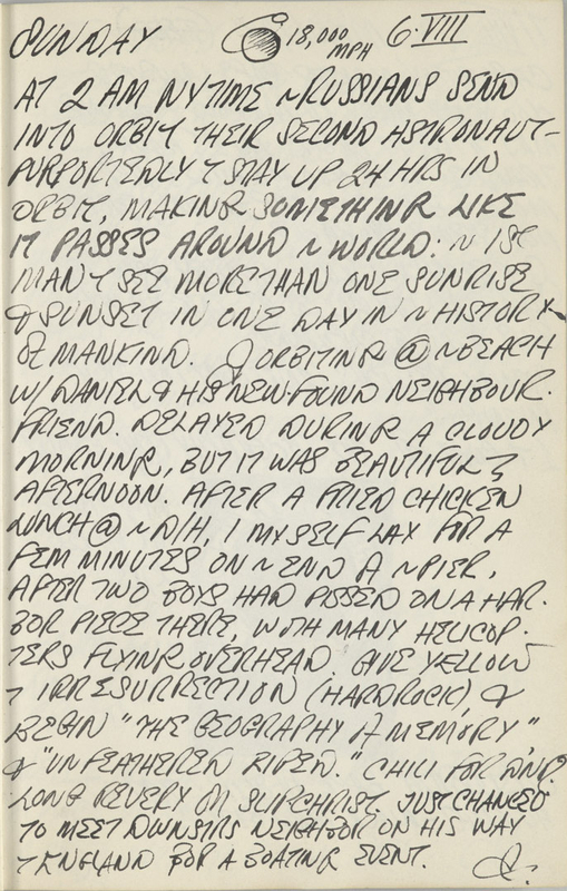 August 6, 1961 -  - Journals - Robert Indiana