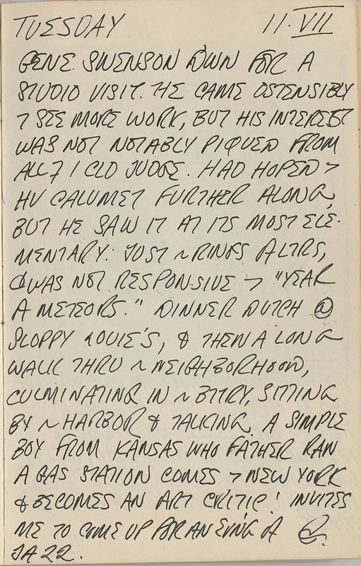 July 11, 1961 -  - Journals - Robert Indiana