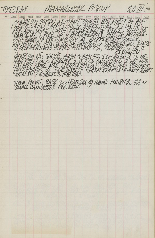 March 20, 1962 -  - Journals - Robert Indiana