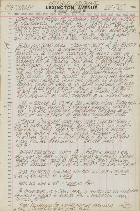 October 20, 1962 -  - Journals - Robert Indiana