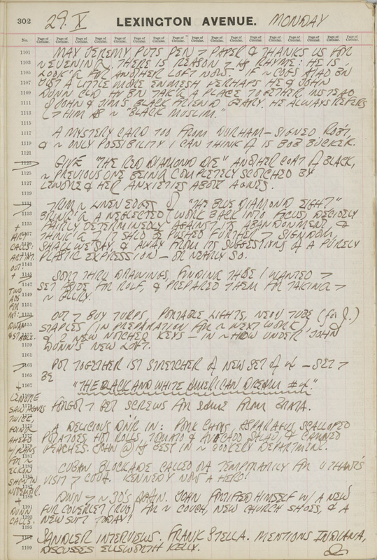 October 29, 1962 -  - Journals - Robert Indiana