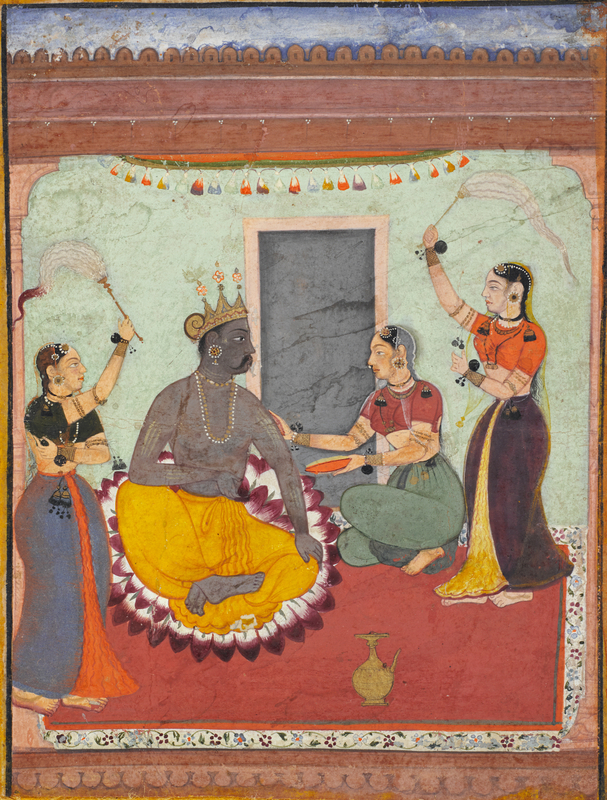 A Divine Being with Attendants - Mughal style in a Rajput Court, perhaps Orccha, 1610-1620 - Artworks-Items - Carlton Rochell