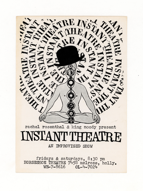 Instant Theatre postcard, 1963. Designed by Rachel Rosenthal