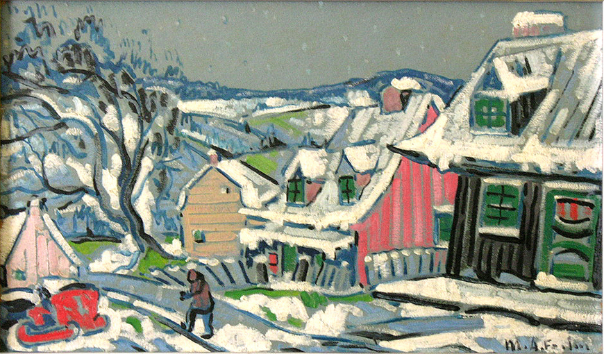 <span class="artist"><strong>Marc-Aurèle Fortin, A.R.C.A.</strong></span>, <span class="title"><em>Neige de printemps, La Malbaie</em></span>