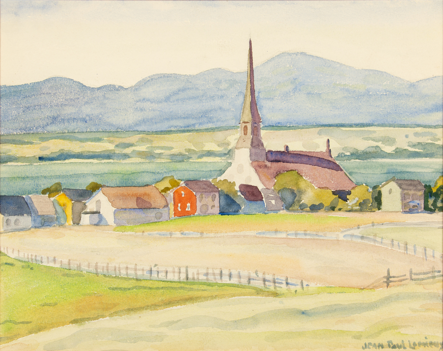 <span class="artist"><strong>Jean Paul Lemieux</strong></span>, <span class="title"><em> L'île d'Orléans</em>, 1934 (circa)</span>