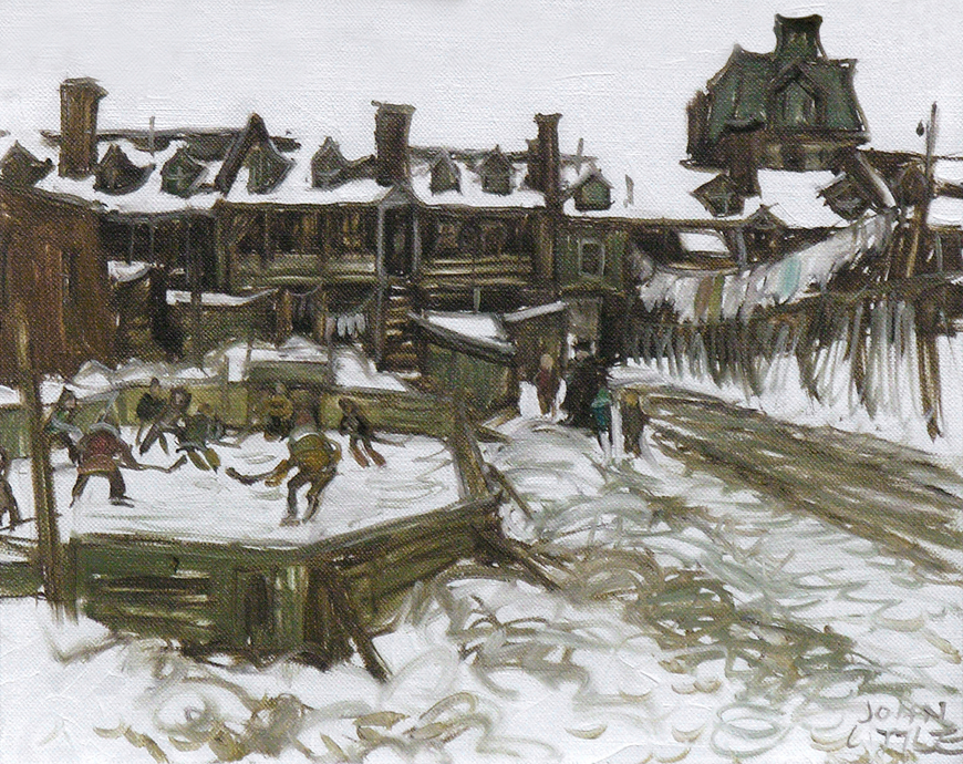 <span class="artist"><strong>John Little</strong></span>, <span class="title"><em>A Boy's Christmas in Griffintown with the Father Boyle Officiating</em>, 1978</span>