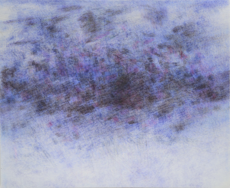 Angiola Gatti Untitled, 2007-2011 Signed &amp; dated on verso Ballpoint pen and colored pencils on canvas 83 1/8 x 102 in 211 x 259 cm (AGA26.046)