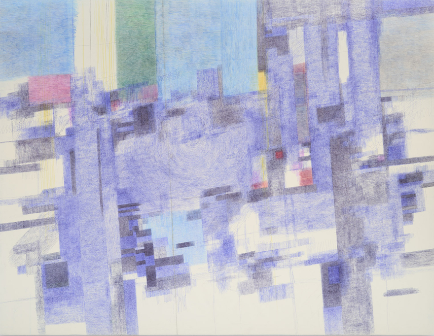 Angiola Gatti Untitled, 2004 Signed &amp; dated on verso Ballpoint pen and colored pencil on canvas 83 1/2 x 108 1/4 in 212 x 275 cm (AGA26.036)