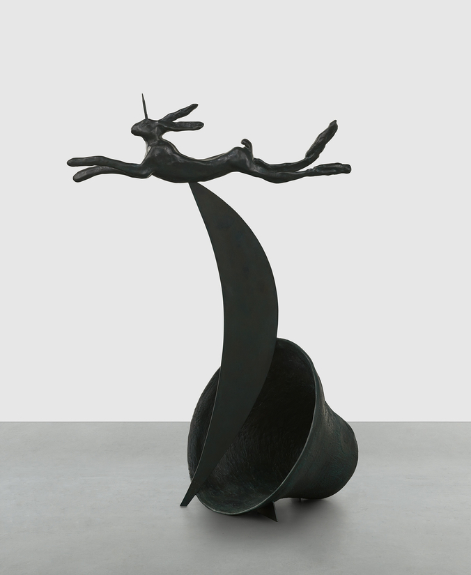 <span class="artist"><strong>Barry Flanagan</strong></span>, <span class="title"><em>Unihare on Crescent and Bell</em>, 1995</span>