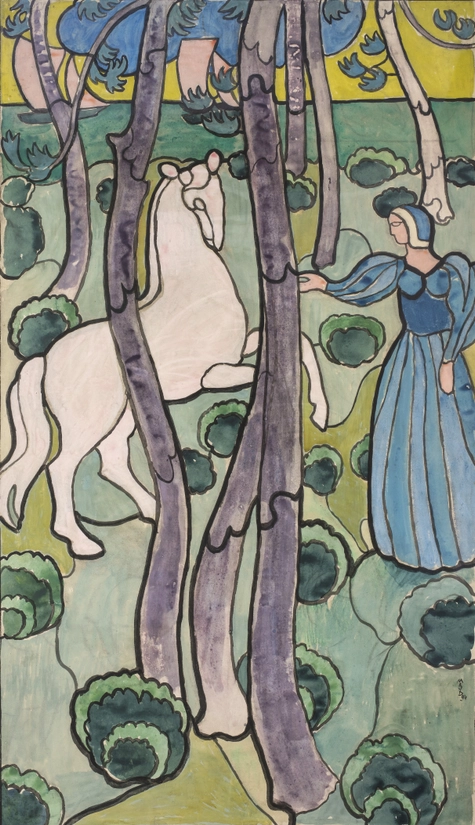 <span class="artist"><strong>Maurice Denis</strong></span>, <span class="title"><em>Le Cheval blanc (projet de vitrail)</em>, 1894</span>