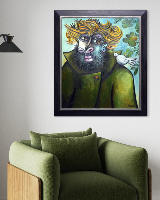 Bearded man and dove