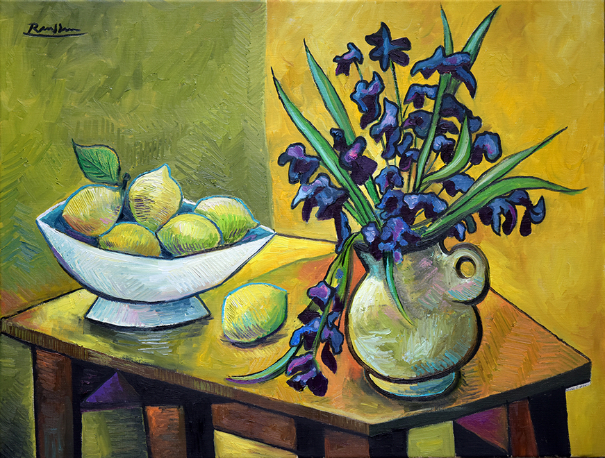 Blue irisses and Lemons