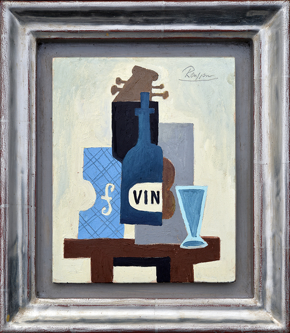 Still life with instruments and bottle