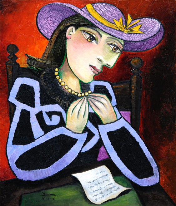Seated woman reading a letter