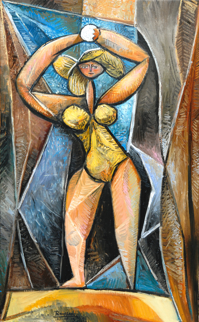 Girl in a yellow bathing suit