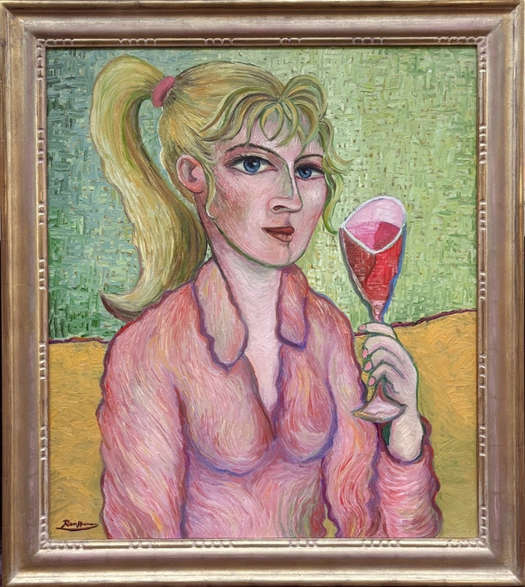 Size M | Woman with a glass of red wine 