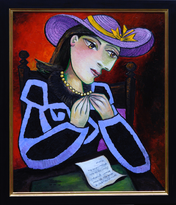 Seated woman reading a letter