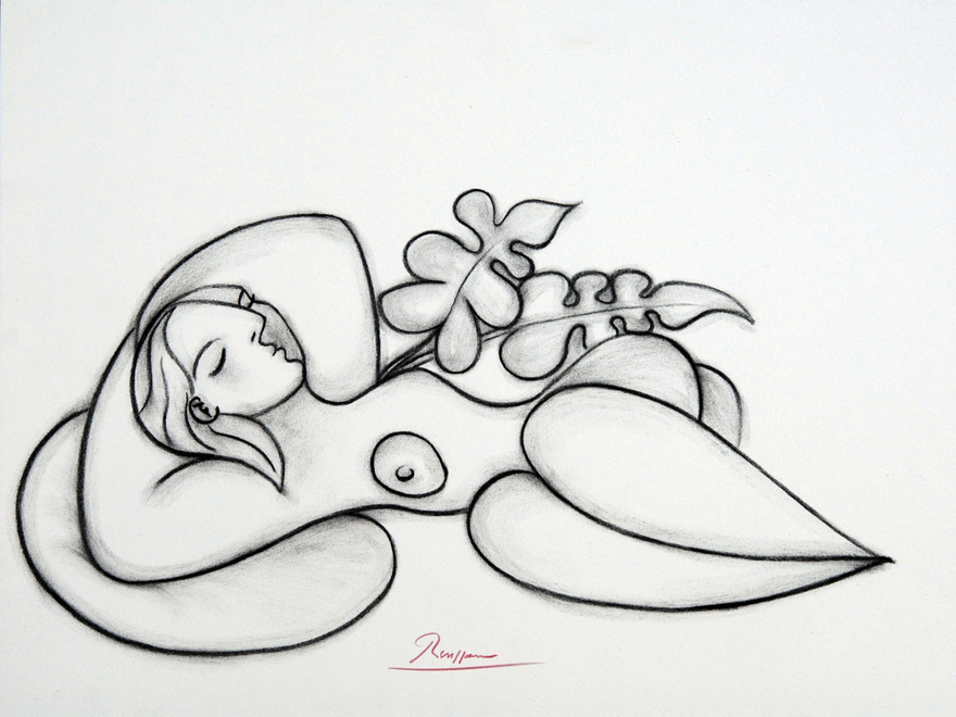 Reclining nude on a pillow