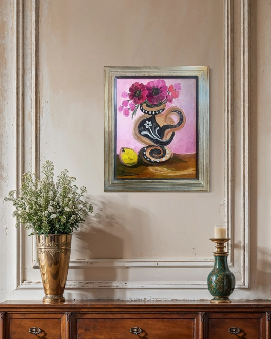 Size M | Pink flowers in a pitcher 