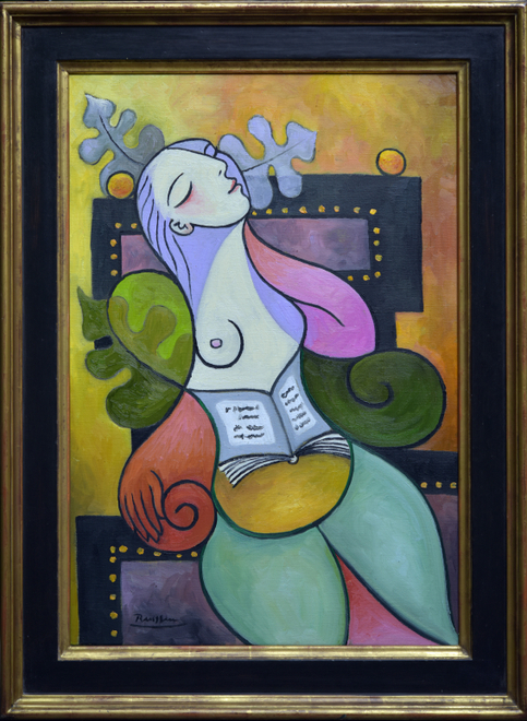 Woman in a wooden chair