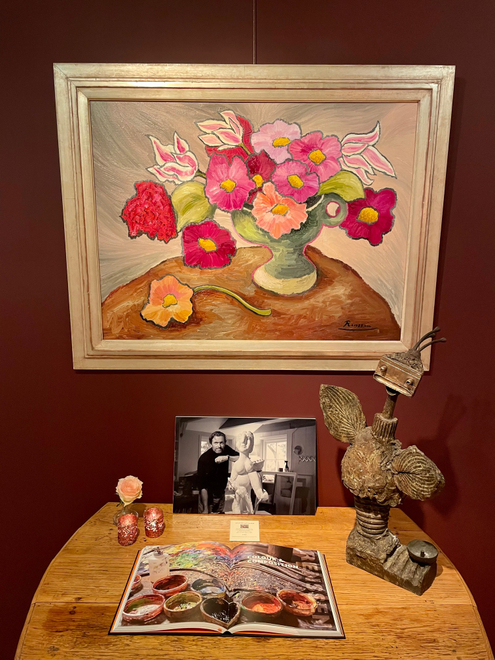 Flowers in a green vase