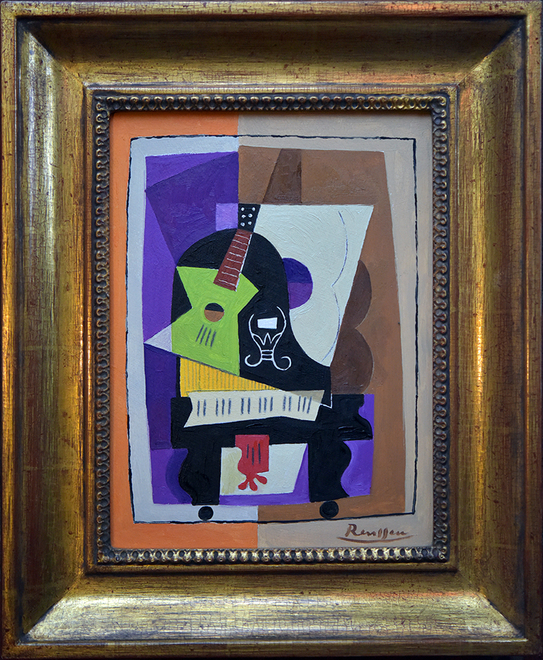 Guitar and glass on a grand piano