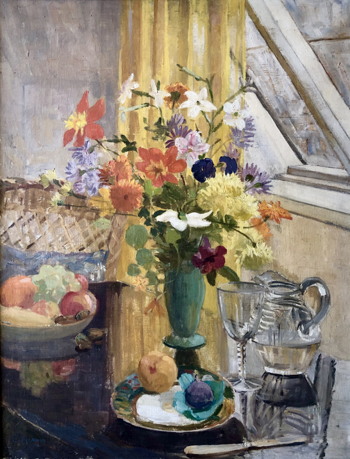 Ethel Heron, Still Life with Flowers and Fruit, c. 1910