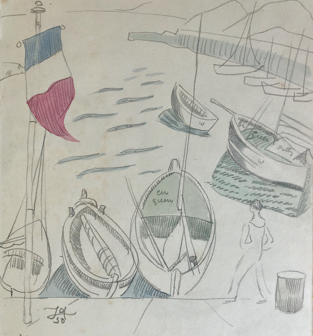 Doris Hatt, Boats and Tricolore, St. Tropez, 1950
