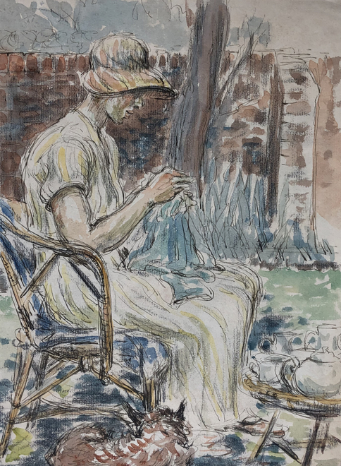 Cicely Hey, In The Garden Sewing, c. 1928