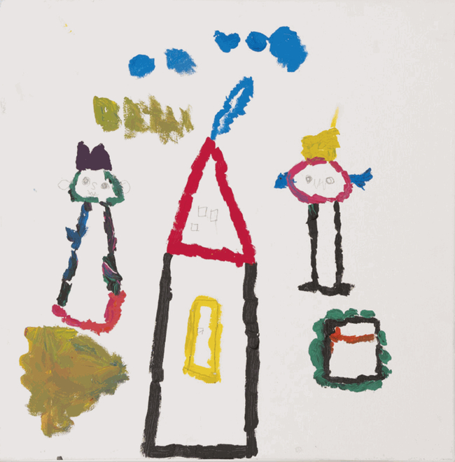 Brayane  Ma futur maison  acrylic, watercolor and chalk, cm 50 x 49,5