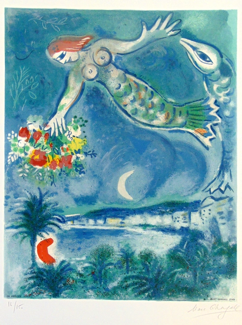 <p><strong>Marc Chagall</strong>, <em>Siren and Fish, from: Nice and the Côte d'Azur | Sirène et Poisson</em>, 1964</p>