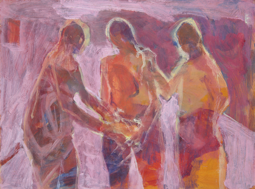 Comforting Figures in Purple