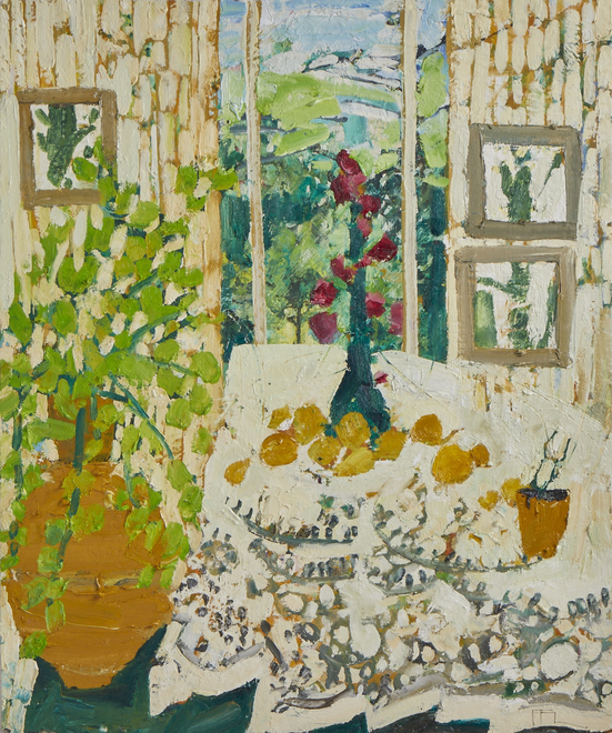 Embroidered Table; Landscape Window