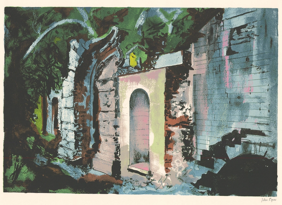<span class="artist"><strong>John Piper </strong></span>, <span class="title"><em>Cascade Bridge, Halswell</em>, 1987</span>