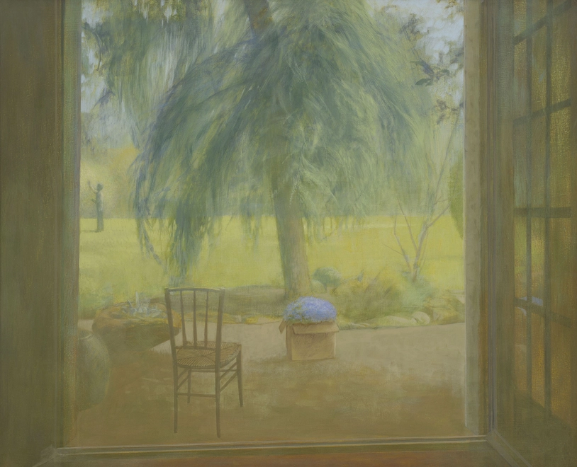 Man Waving in a Garden