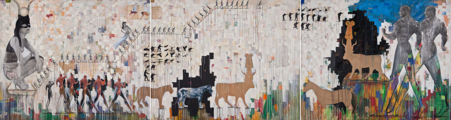 Tomb Sonata in Three Military Movements, 2010 Mixed Media on Canvas 200 X 750 cm