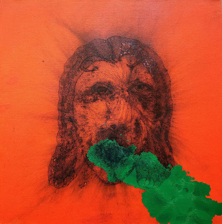 PSF-P8, 2023 Charcoal, Ink and Oil on Canvas 50.5 x 50.5 cm