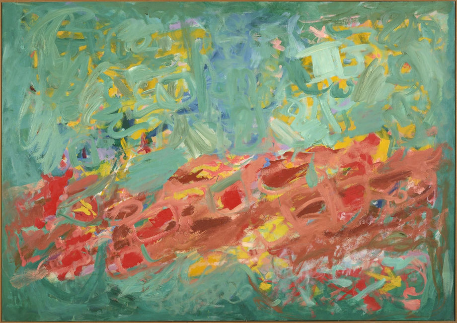 Ethel Schwabacher Pennington: Return and Departure of Birds, 1957 Oil on linen 60 x 85 inches 152.4 x 215.9 cm