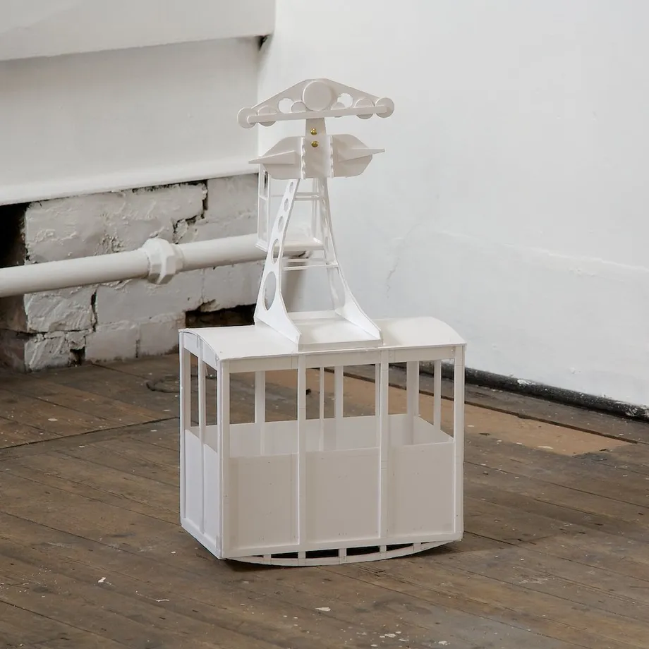 Cath Campbell Cable Car, 2011 Foamboard, brass pins 35 x 25 x 60 cm 13 3/4 x 9 7/8 x 23 5/8 in